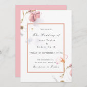 Delikate Bouquet mit rosa Grenz-Hochzeit Einladung (Vorne/Hinten)