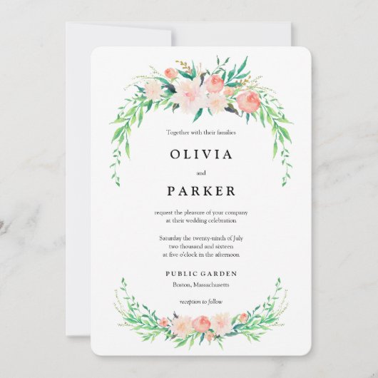 Delikate Bouquet Wedding Einladung (Vorderseite)