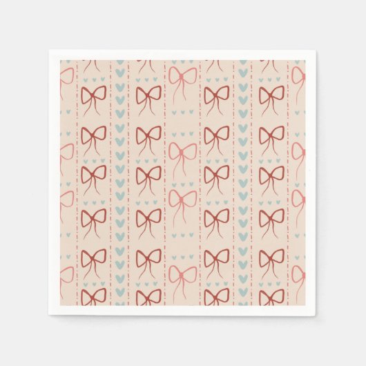 Delikate Bows und Hearts Napkins Serviette (Vorderseite)