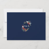 Delikate Burgundy Blue Floral Wreath Save the Date (Rückseite)
