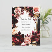 Delikate Burgundy Botanical Save The Date (Stehend Vorderseite)