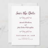 Delikate Burgundy Script Romantische Kalligrafie C Save The Date (Vorderseite)