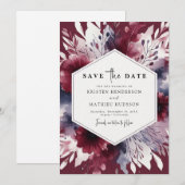 Delikate Burgundy Wedding Save The Date (Vorne/Hinten)