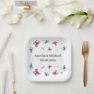 Delikate Butterfly-Hochzeit Pappteller