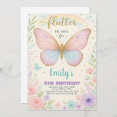 Delikate Butterfly zum Geburtstag Einladung (Vorne/Hinten)