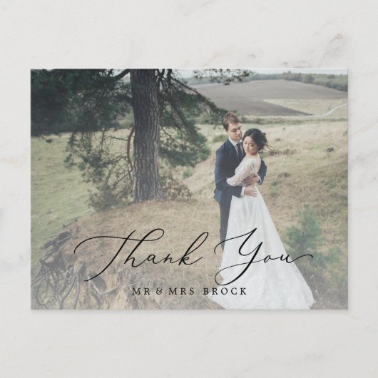 Delikate Calligrafy Light Foto Overlay Vielen Dank Postkarte (Vorderseite)