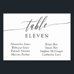 Delikate Calligrafy Tischnummer Guest Names<br><div class="desc">Elegante horizontale Tischkarten in Schwarz und Weiß mit einem zarten Kalligraphieskript. Fügen Sie die Namen Ihrer Hochzeitsgäste hinzu!</div>