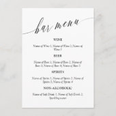 Delikate Calligraphy Wedding Bar Menu Begleitkarte (Vorderseite)