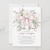 Delikate Coquette Bow Baby Dusche Einladung (Vorderseite)