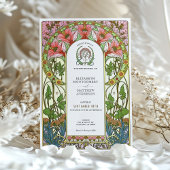 Delikate Coral Blume Jugendstil Hochzeit Einladung