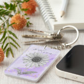 Delikate Custom Lavender Daisy Blume Schlüsselanhänger (Vorderseite rechts)