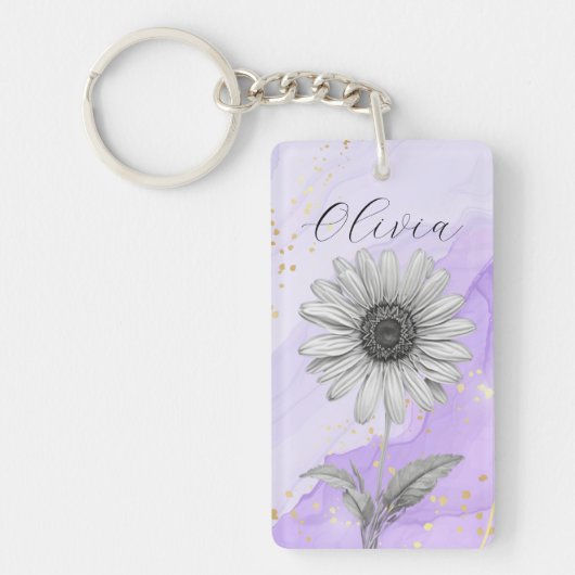 Delikate Custom Lavender Daisy Blume Schlüsselanhänger (Vorderseite)