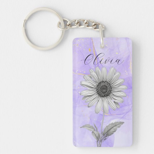 Delikate Custom Lavender Daisy Blume Schlüsselanhänger (Vorderseite)
