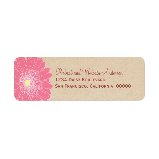 Delikate Daisies Rücksendeadressen-Aufkleber, rosa (Vorne)
