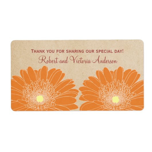 Delikate Daisies Wedding Labels, Orange (Vorne)