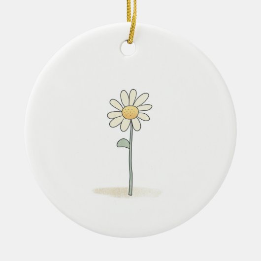 Delikate Daisy Illustration - Einfache süße Blume Keramik Ornament (Vorne)