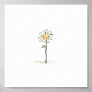 Delikate Daisy Illustration - Einfache süße Blume Poster