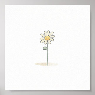 Delikate Daisy Illustration - Einfache süße Blume Poster