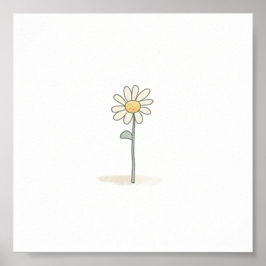Delikate Daisy Illustration - Einfache süße Blume Poster (Vorne)
