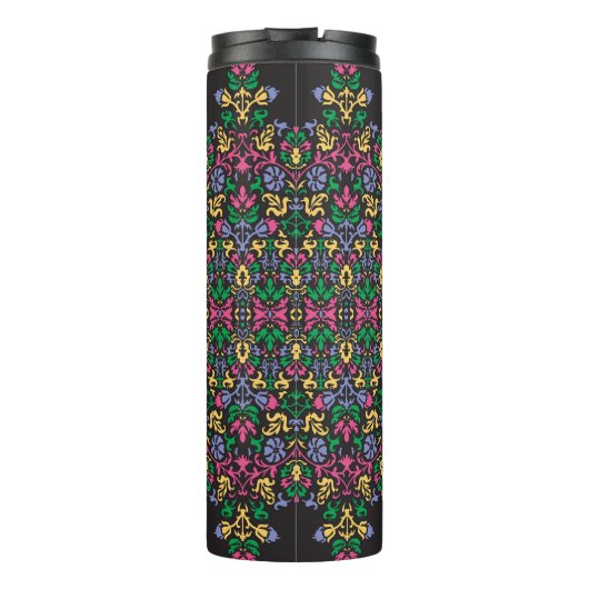 Delikate Damask Barock Viktorianisch Nahtlos Thermosbecher (Rückseite)