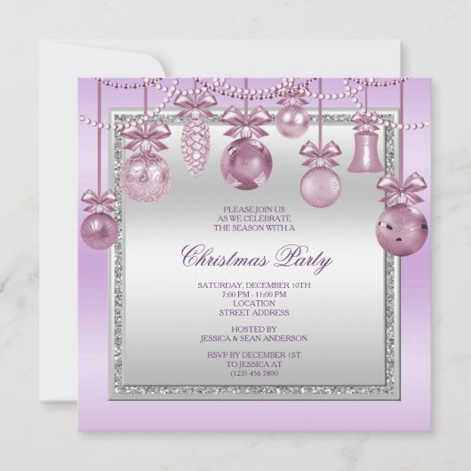 Delikate Dekorationen Weihnachts-Party Einladung (Vorderseite)