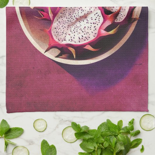 Delikate Dragonfruit Geschirrtuch (Gefaltet)