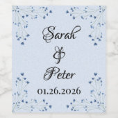 Delikate dunkelblaue Wildblumen Hochzeit Weinetikett (Einzelnes Label)