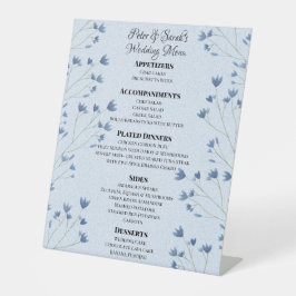 Delikate dunkelblaue Wildblumen Romantische Hochze Sockelschild