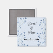Delikate dunkelblaue Wildblumen Save the Date Magnet (Vorderseite/Rückseite)