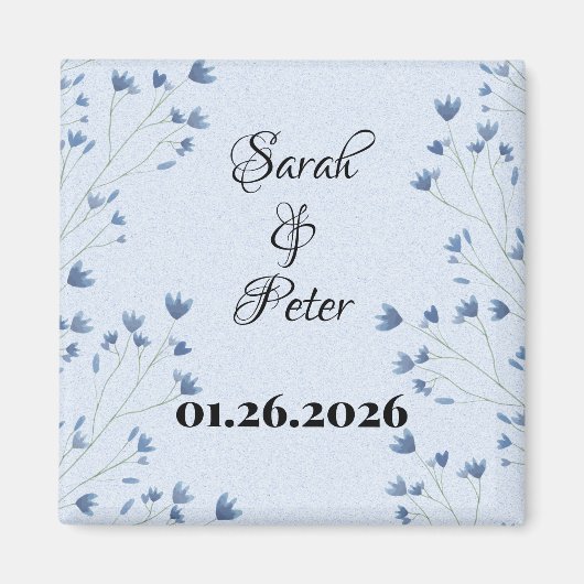 Delikate dunkelblaue Wildblumen Save the Date Magnet (Vorne)