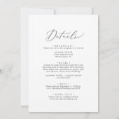 Delikate dunkelgraue Kalligraphie in einer Hochzei Einladung (Rückseite)