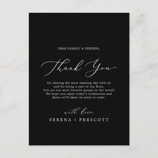 Delikate Dunkelschwarz Danke Empfang Card Postkarte (Vorderseite)