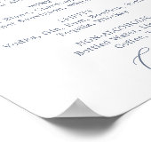 Delikate Dusty Blue Wedding Drink Menü Schild (Ecke)