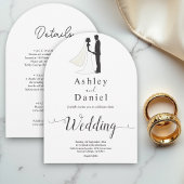 Delikate, einfache Schwarz-Weiß-Romantik-Hochzeit Einladung