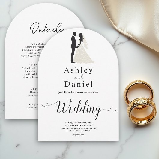 Delikate, einfache Schwarz-Weiß-Romantik-Hochzeit Einladung