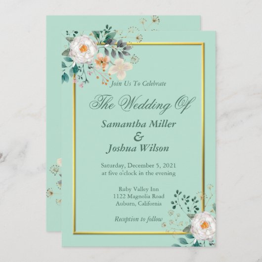 Delikate Einladung an der Grenze zu Gold und Blume (Vorne/Hinten)