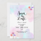 Delikate Einladungen für Hochzeiten in Rosa und Bl (Vorderseite)