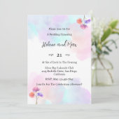 Delikate Einladungen für Hochzeiten in Rosa und Bl (Stehend Vorderseite)