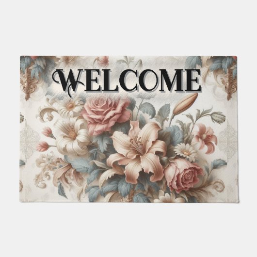 Delikate Elegance Blumenperfektion Willkommen Fußmatte (Vorderseite)