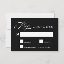 Delikate Elegant Wedding Black RSVP Card