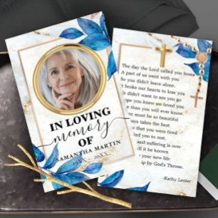 Delikate Elegante Blush Memorial Gebet Fotokarte Visitenkarte