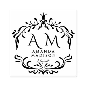 Delikate, elegante Briefmarke aus Monogramm-Kautsc Gummistempel