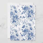 Delikate, elegante Hochzeitsinie in blauen Farben Einladung (Rückseite)