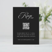Delikate Elegante Script Wedding Black RSVP Karte (Stehend Vorderseite)