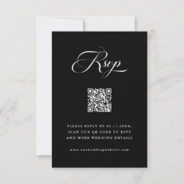 Delikate Elegante Script Wedding Black RSVP Karte