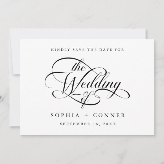 Delikate Elegante Script Wedding Foto QR Code Save The Date (Vorderseite)