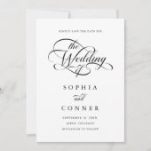 Delikate Elegante Script Wedding Foto QR Code Save The Date (Vorderseite)