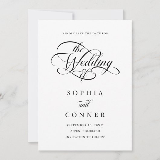 Delikate Elegante Script Wedding Foto QR Code Save The Date (Vorderseite)