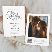 Delikate Elegante Script Wedding Foto QR Code Save The Date