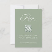 Delikate, elegante Script Wedding Sage Green RSVP Karte (Vorderseite)